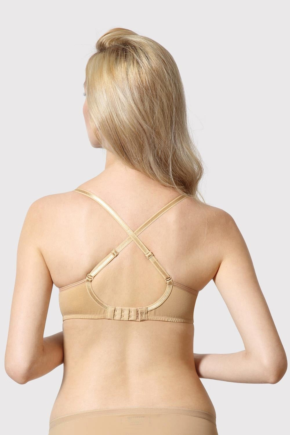 Women's Peach Solid Hook Bra