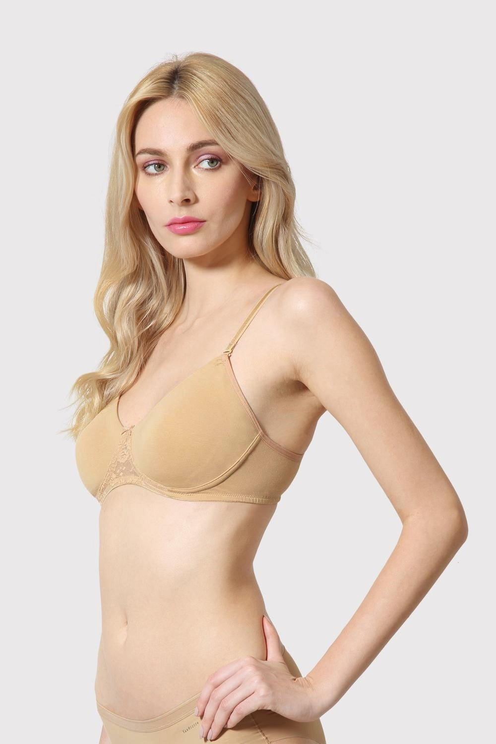 Women's Peach Solid Hook Bra