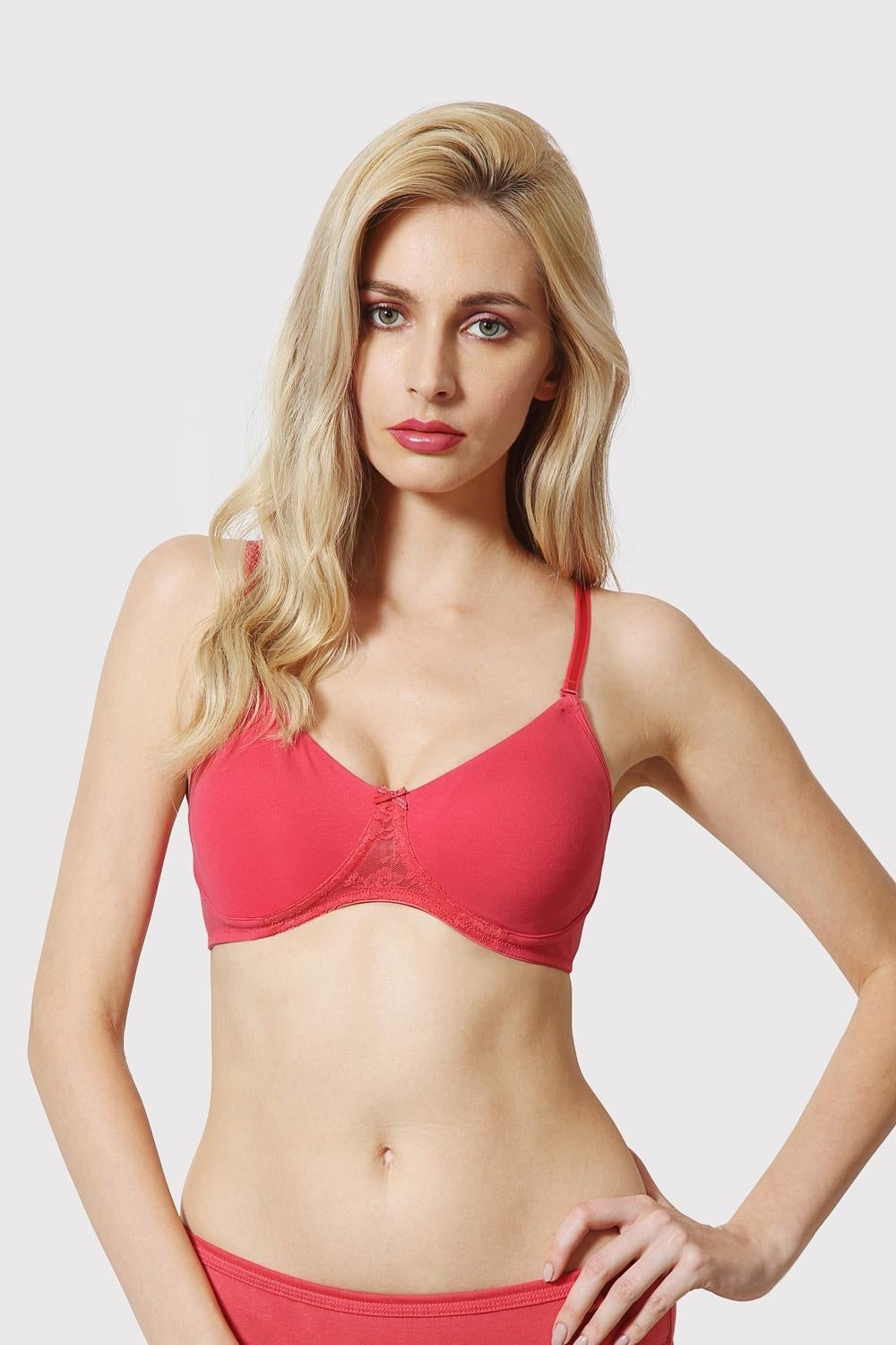 Women's Pink Solid Hook Bra