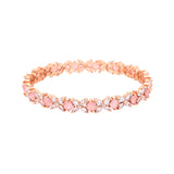 Women's Rosegold Plated Mint Pink American Diamond Floral Bangles 2.8 Size|Perfect Fit