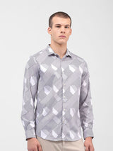 Men's White Casual Printed Full Sleeves Shirt