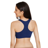 Girls Navy Double Layered Non Wired Full Coverage Racerback Beginner Sports Bra - Pack of 2
