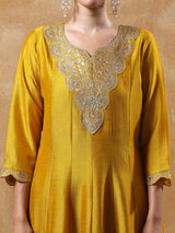 Women's Yellow Festive Yoke Design Anarkali Kurta Set