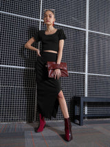 Women's Black Casual Solid Slim Fit Skirt