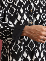 Men's Black Ikat Short Kurta and Trouser Set