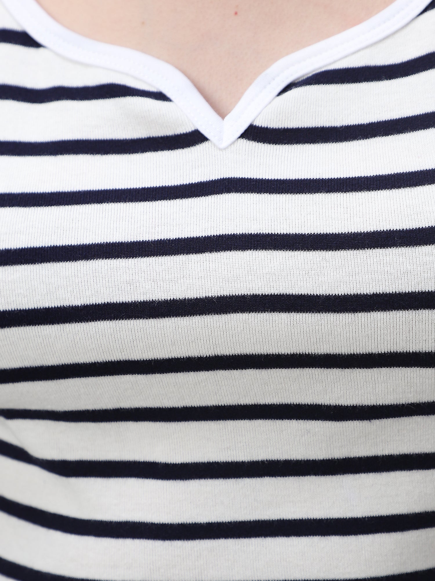 Women's Navy Casual Fitted Striped Top