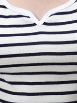 Women's Navy Casual Fitted Striped Top