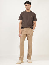 Men's Brown Casual Regular Fit Solid Half Sleeves Tshirt