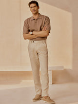 Men's Brown Casual Relaxed Fit Printed Half Sleeves Polo Tshirt