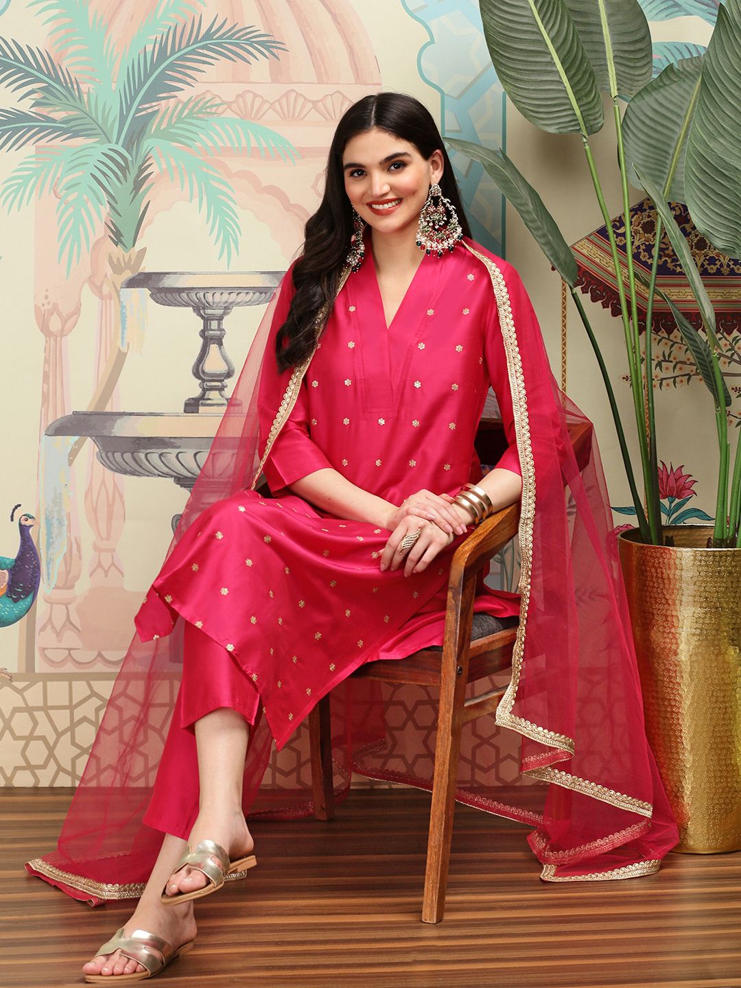 Women's Pink Kurta Set with Duppatta