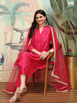 Women's Pink Kurta Set with Duppatta
