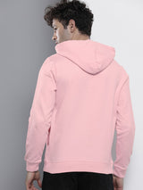 Men's Pink Casual Hood Neck Printed Full Sleeves Hoodie