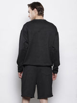 Men's Black Casual Regular Fit Solid Full Sleeves Co-ords Set