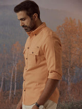 Men's Gold Casual Regular Fit Solid Full Sleeves Shirt