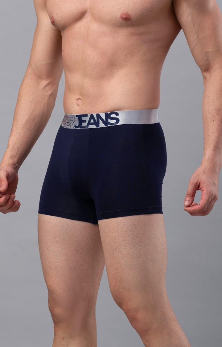 Men's Navy Mid-Rise Solid Trunk