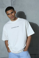 Unisex White Casual Oversized Fit Printed Half Sleeves Tshirt