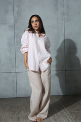 Unisex Pink Casual Regular Fit Solid Full Sleeves Shirt