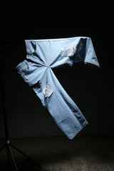 Unisex Blue Casual Medium Distressed Baggy Fit Jeans