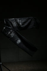 Unisex Black Casual Brushed Acid Faded Wide Leg Jeans