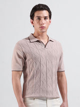Men's Slim Fit Textured Polo Collar Tshirt