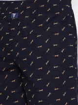 Men's Blue Regular Fit Side Pocket Side Slits Allover Print Boxer Shorts - Pack of 1