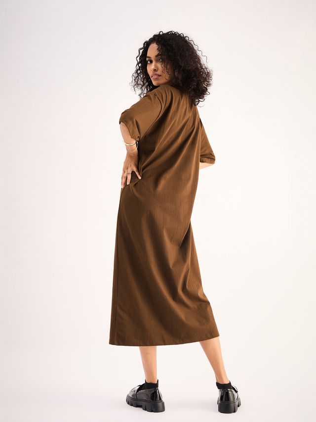 Women's Brown Oversized Tshirt Dress