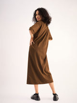 Women's Brown Oversized Tshirt Dress