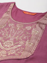 Women's Solid Pink Straight Kurta Palazzo with Dupatta Set