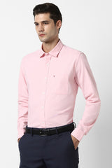 Men's Pink Casual Slim Fit Solid Full Sleeves Shirt