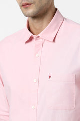 Men's Pink Casual Slim Fit Solid Full Sleeves Shirt