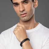 Men's Avrum Black Leather Bracelet