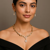 Women's Designer CZ Necklace Set|Trendy Dual Tone Finish Jewelry