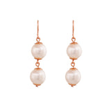 Women's Rose Gold Plated Leaf Designer Necklace Set with White Pearls