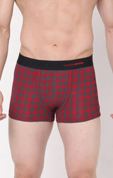 Men's Maroon Checks Mid-Rise Printed Trunk