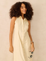 Women's Beige Collar Neck Maxi Dress