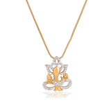 Women's Gold and Rhodium Plated Lord Ganesh Pendant Locket Chain