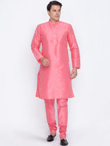 Men's Pink Festive Ethnic Full Sleeves Kurta