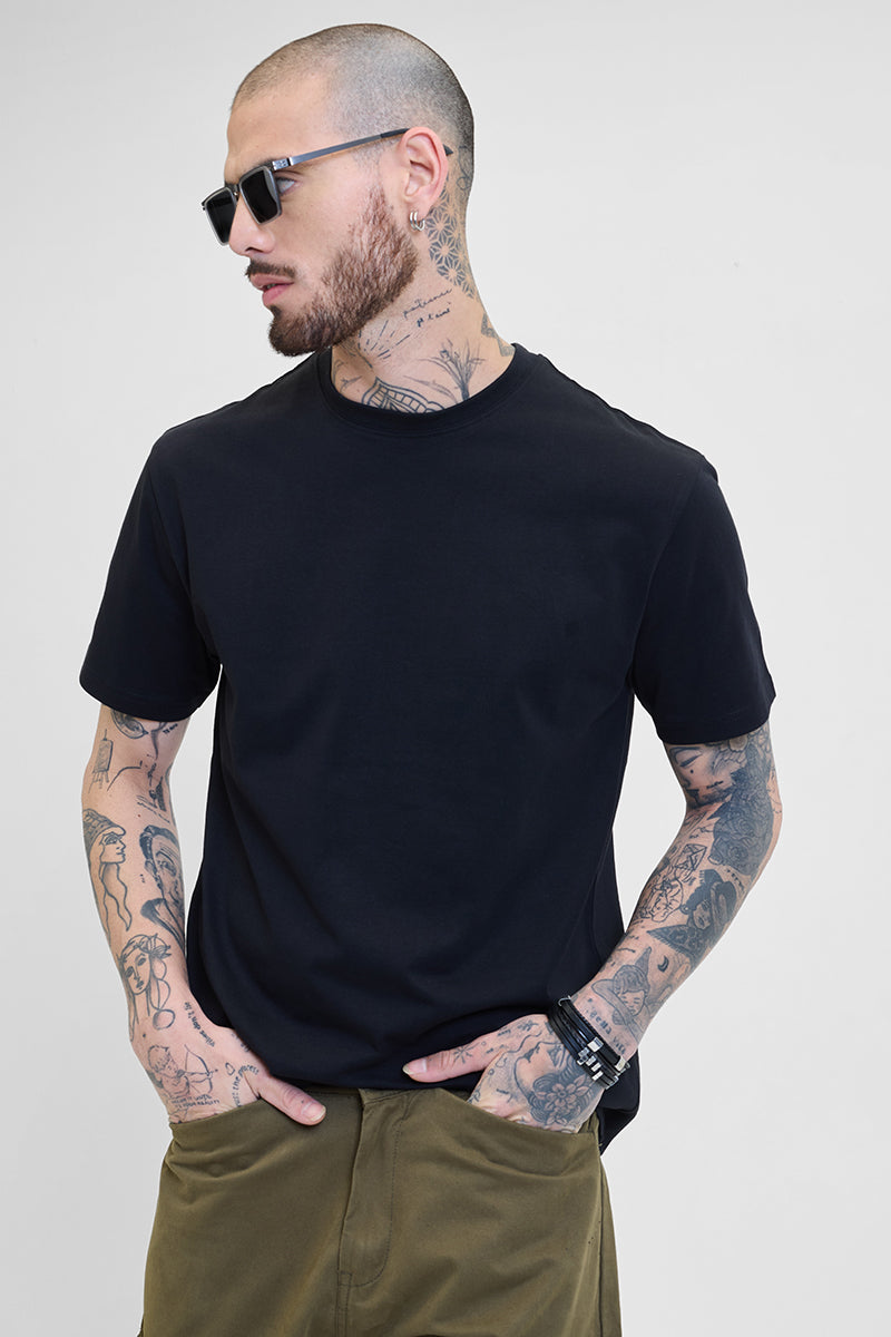 Men's Black Casual Regular Fit Tshirt