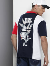 Men's Boxy Looney Tunes Printed Polo Collar Tshirt