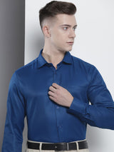 Men's Slim Fit Solid Full Sleeves Cutaway Collar Formal Shirt