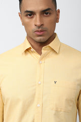 Men's Yellow Casual Slim Fit Solid Full Sleeves Shirt