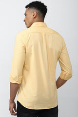 Men's Yellow Casual Slim Fit Solid Full Sleeves Shirt