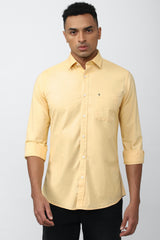 Men's Yellow Casual Slim Fit Solid Full Sleeves Shirt
