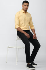 Men's Yellow Casual Slim Fit Solid Full Sleeves Shirt