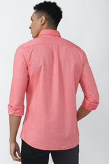 Men's Red Casual Slim Fit Solid Full Sleeves Shirt
