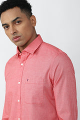 Men's Red Casual Slim Fit Solid Full Sleeves Shirt