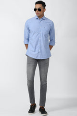 Men's Blue Casual Slim Fit Solid Full Sleeves Shirt