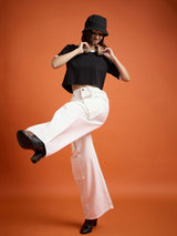 Women's White Casual Solid Regular Fit Jeans