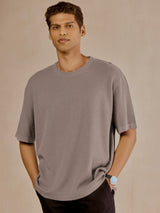Men's Grey Casual Relaxed Fit Printed Half Sleeves Tshirt