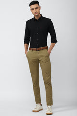 Men's Brown Casual Solid Slim Fit Trouser